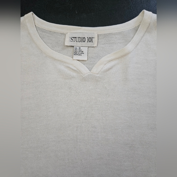 NWOT - Silk Blend Studio 101 White Short Sleeve Jersey - Size 1X - Picture 2 of 8
